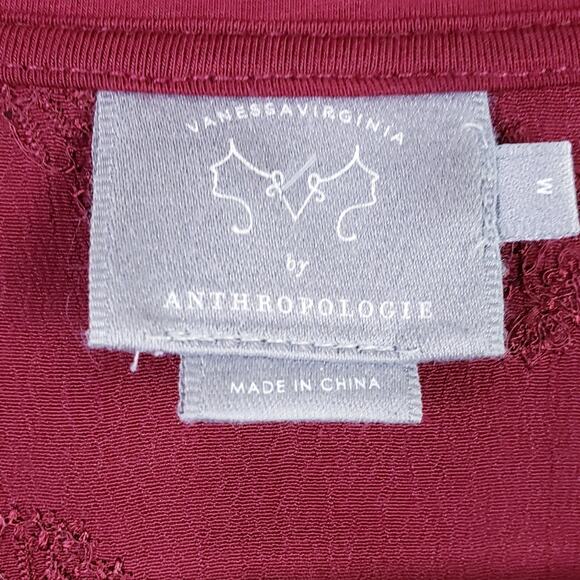 Venessa Virginia for Anthropologie Red Lenora Blouse V-neck Waist tie‎ Medium - Picture 9 of 10